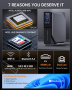 Intel 12th Gen Alder Lake N150 Mini PC M.2 NVMe SSD Mini Computer Gaming Computer LCD Screen Vertical Mini Tower
