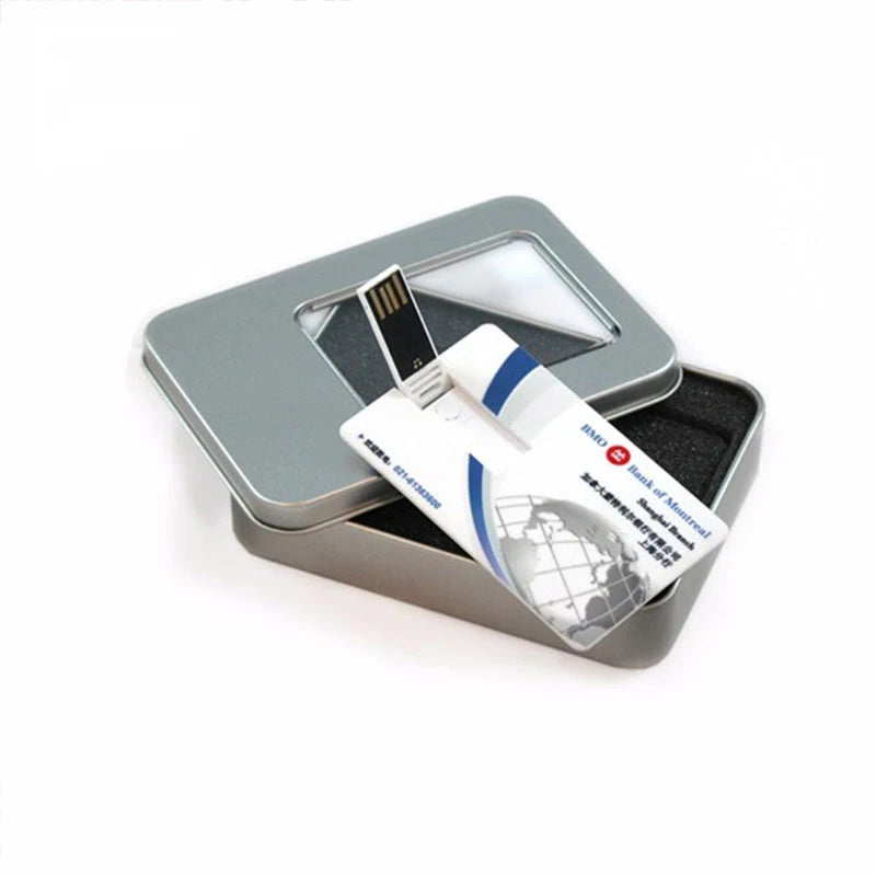 100PCS Credit Card USB Flash Drive 1GB 2GB Memory Storage 4GB 8GB 16GB 32GB 64GB USB 2.0 Pen Drive Custom For Gift USB Disk