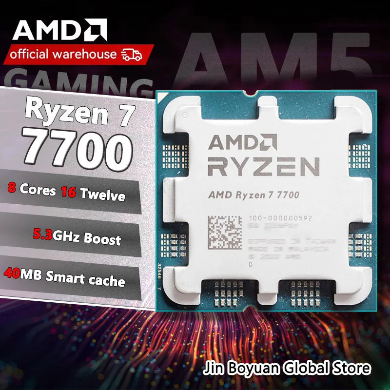 AMD Ryzen 7 7700 — 8-Core 16-Thread AM5 CPU, 3.8GHz / 5.3GHz, 5nm, 65W