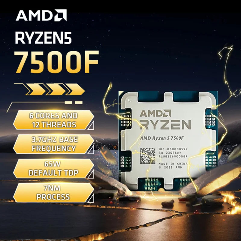 AMD Ryzen 5 7500F — 6-Core 12-Thread AM5 CPU, 65W, 5nm