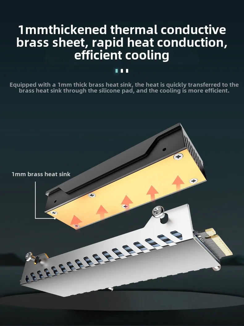 COOLMOON M2 SSD HDD Cooler Solid State Drive Heat Dissipation Vest NVME SSD2280 Brass Heat Sink M2 Heat Sink With Fan