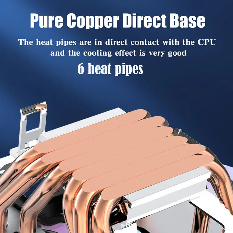 6 Heat Pipes CPU Cooler 4Pin PWM PC Procesor Heat Sinks for Intel LGA 1700 1200 1150 1151 1155 2011 X79 X99 AM3 AM4 Cooling Fan
