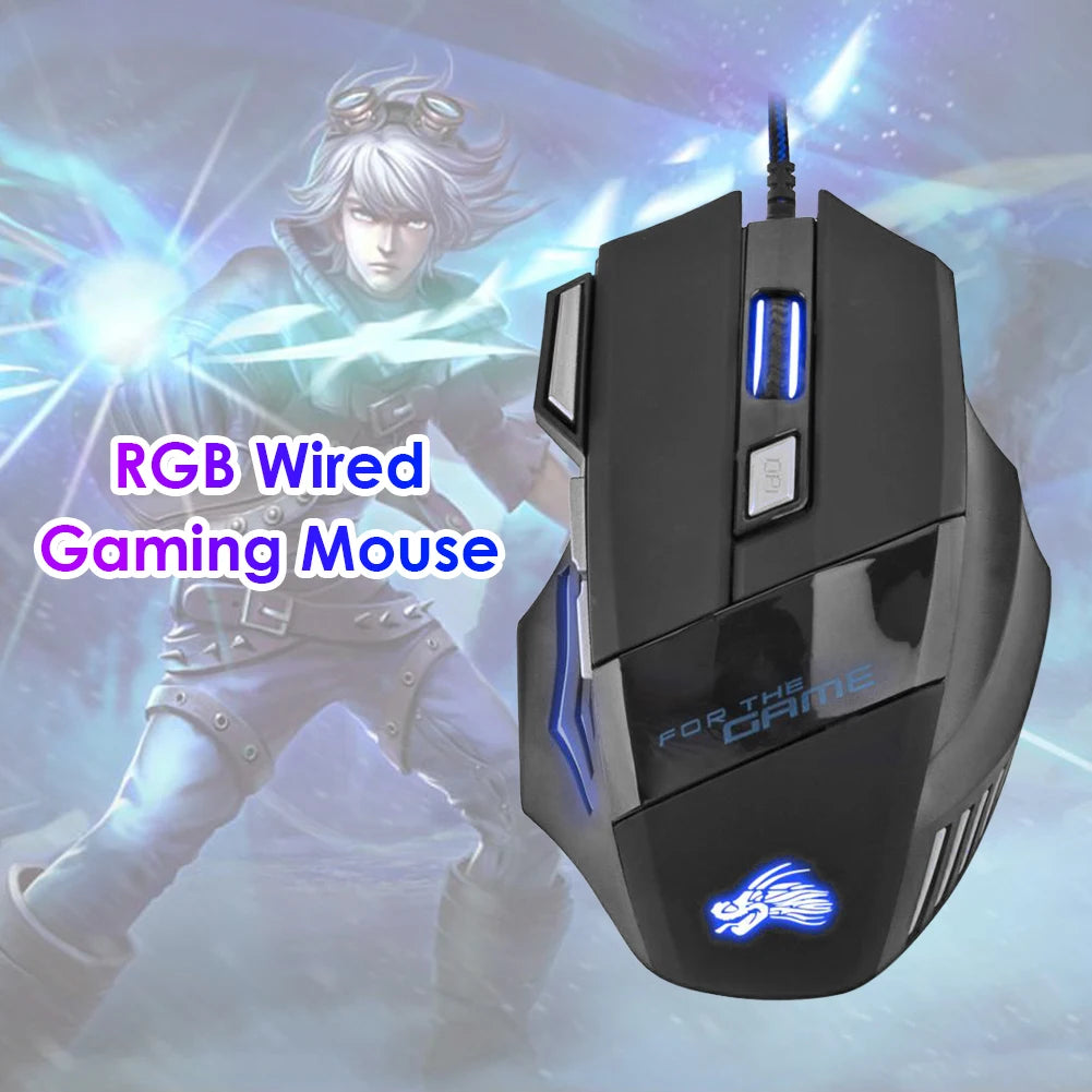 USB Wired Gaming Mouse — 7 Button, RGB Backlit, 5500 DPI