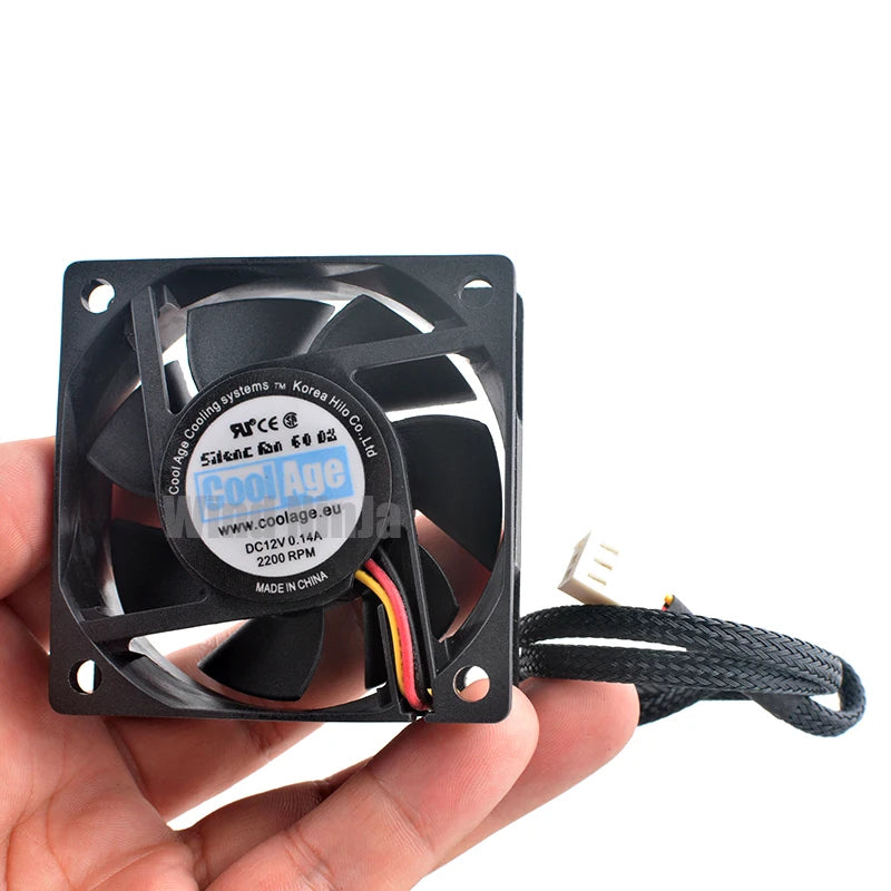 Quiet Cooling Fan 6cm 60mm 60x60x25mm DC12V 0.14A 3-Pin 2200 RPM - Chassis CPU Power Supply Fan for Computer Hardware