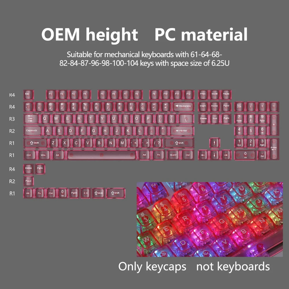 New 115 Key Translucent Keycaps PC PBT Keycaps Green Keycap MDA Profile for MX Switch Keycap for Mechanical Keyboard Game Keys