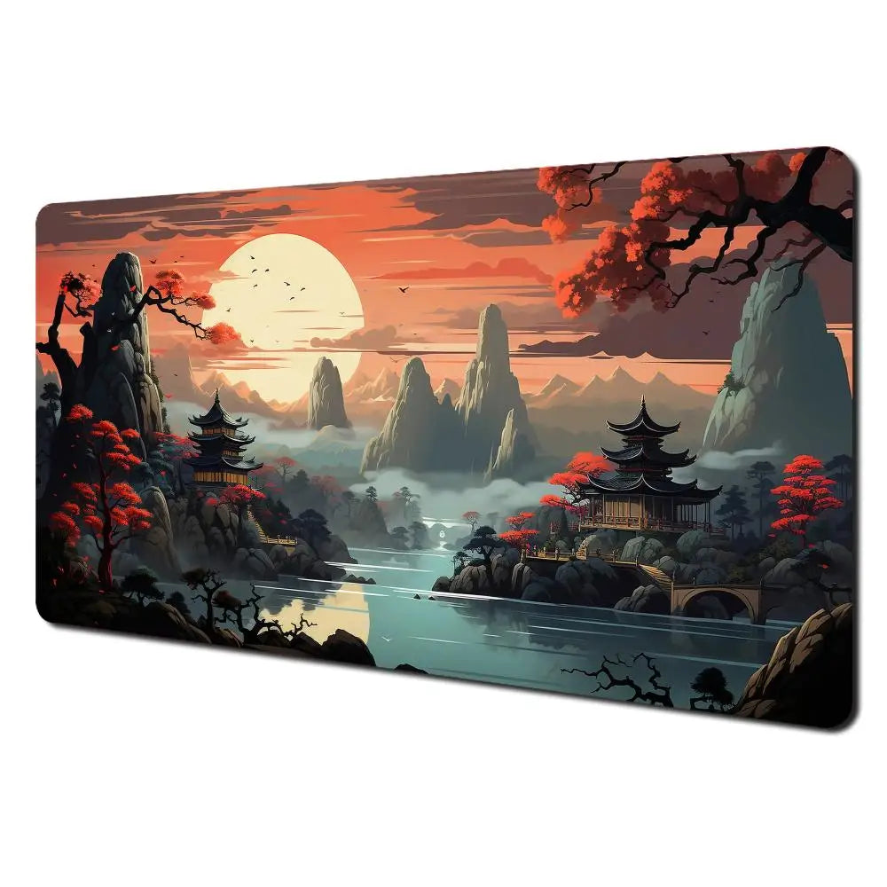 Red and black art landscapes large Mouse Pad anti-slip Durable Desk Mat offices accessories keyboard mouse mat tapis de bureau