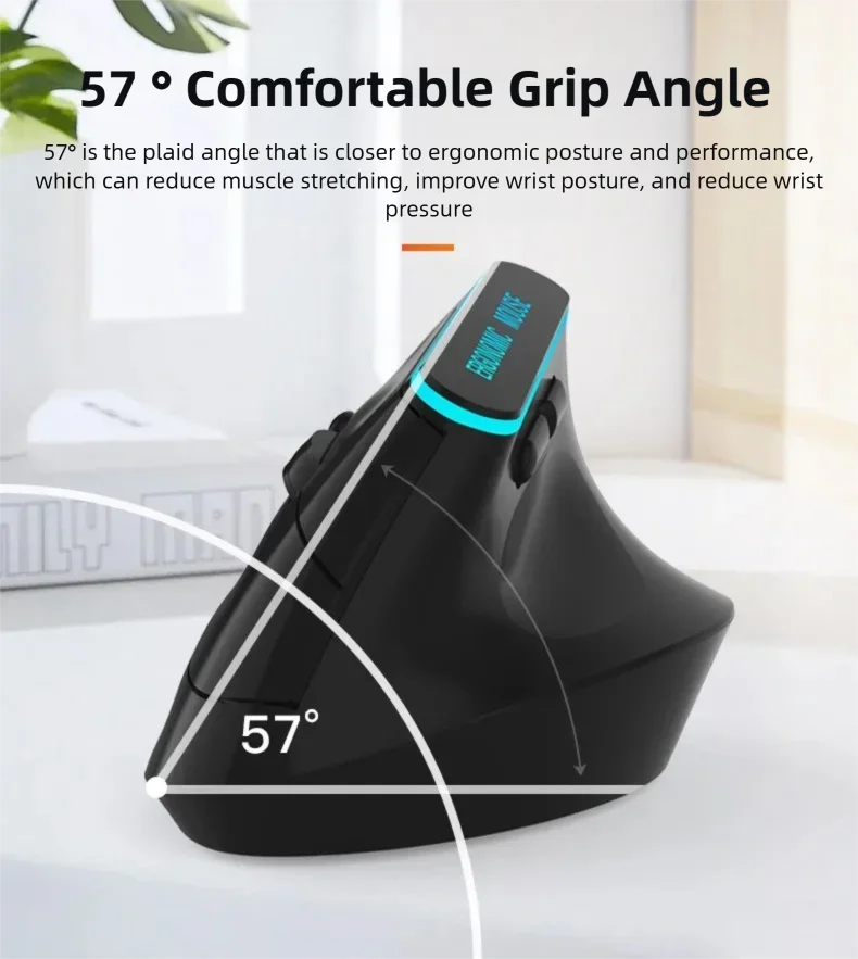 Warvank VM1 Vertical Wireless Mouse — Ergonomic, 1600 DPI, Rechargeable, Silent