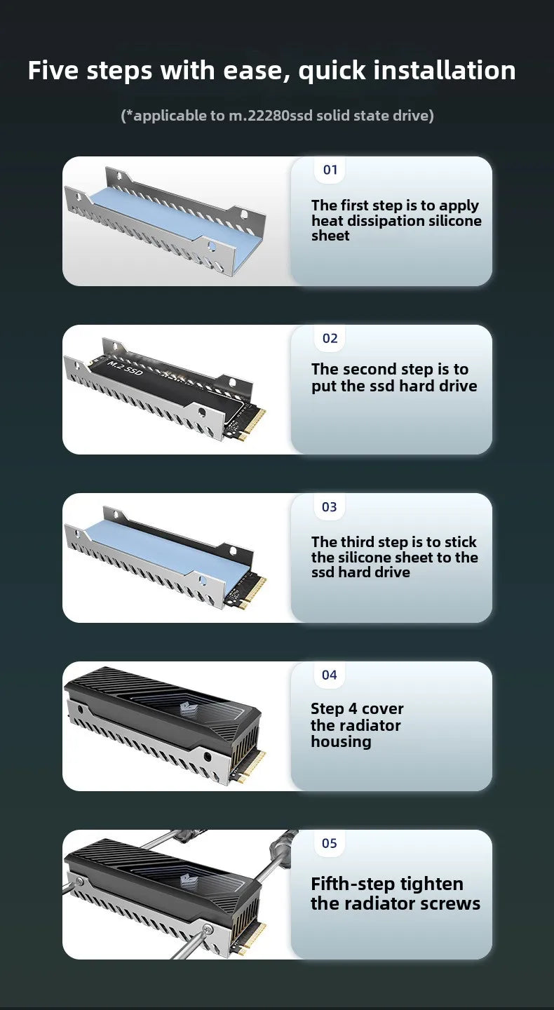 COOLMOON M2 SSD HDD Cooler Solid State Drive Heat Dissipation Vest NVME SSD2280 Brass Heat Sink M2 Heat Sink With Fan