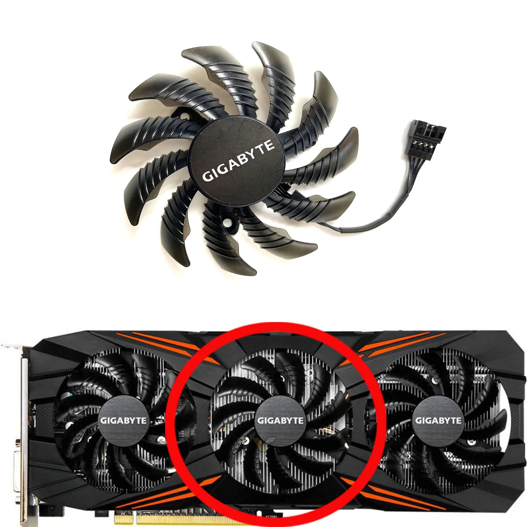 GIGABYTE GTX 1060/1070/1080/1080Ti G1 Gaming Graphics Card Replacement Fan — T128010SU