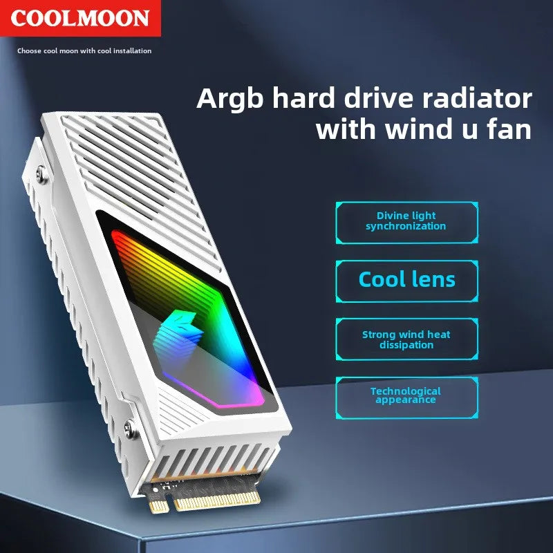 COOLMOON M2 SSD HDD Cooler Solid State Drive Heat Dissipation Vest NVME SSD2280 Brass Heat Sink M2 Heat Sink With Fan