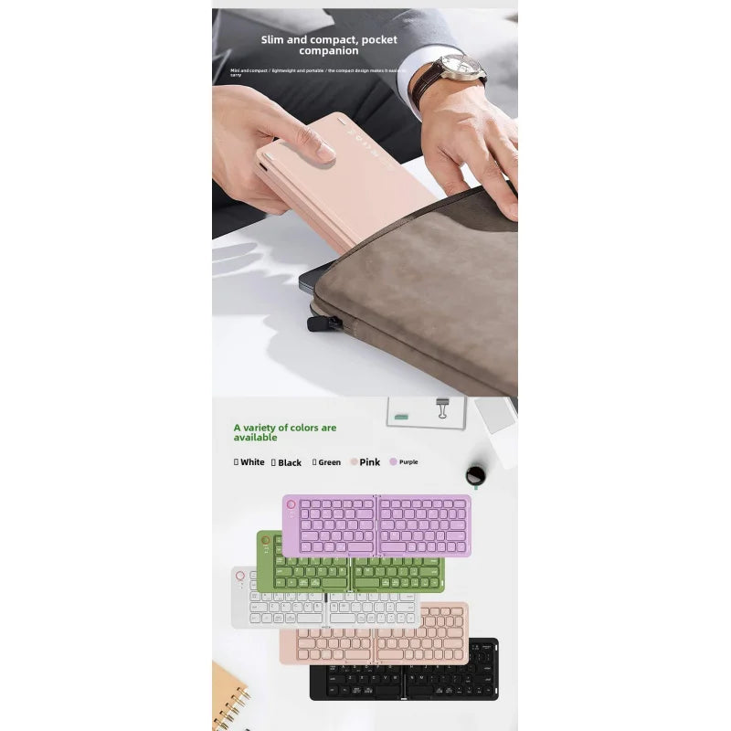 Wireless Foldable Bluetooth Keyboard for Laptops, Tablets, and Mobile Office Use – Compact Portable Mini Keyboard