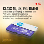100% Original HP Micro SD Card Class10 U3 Memory Card MicroSD 64GB 128GB 256GB SD/TF Flash Card on For Smartphone Tablet Camera