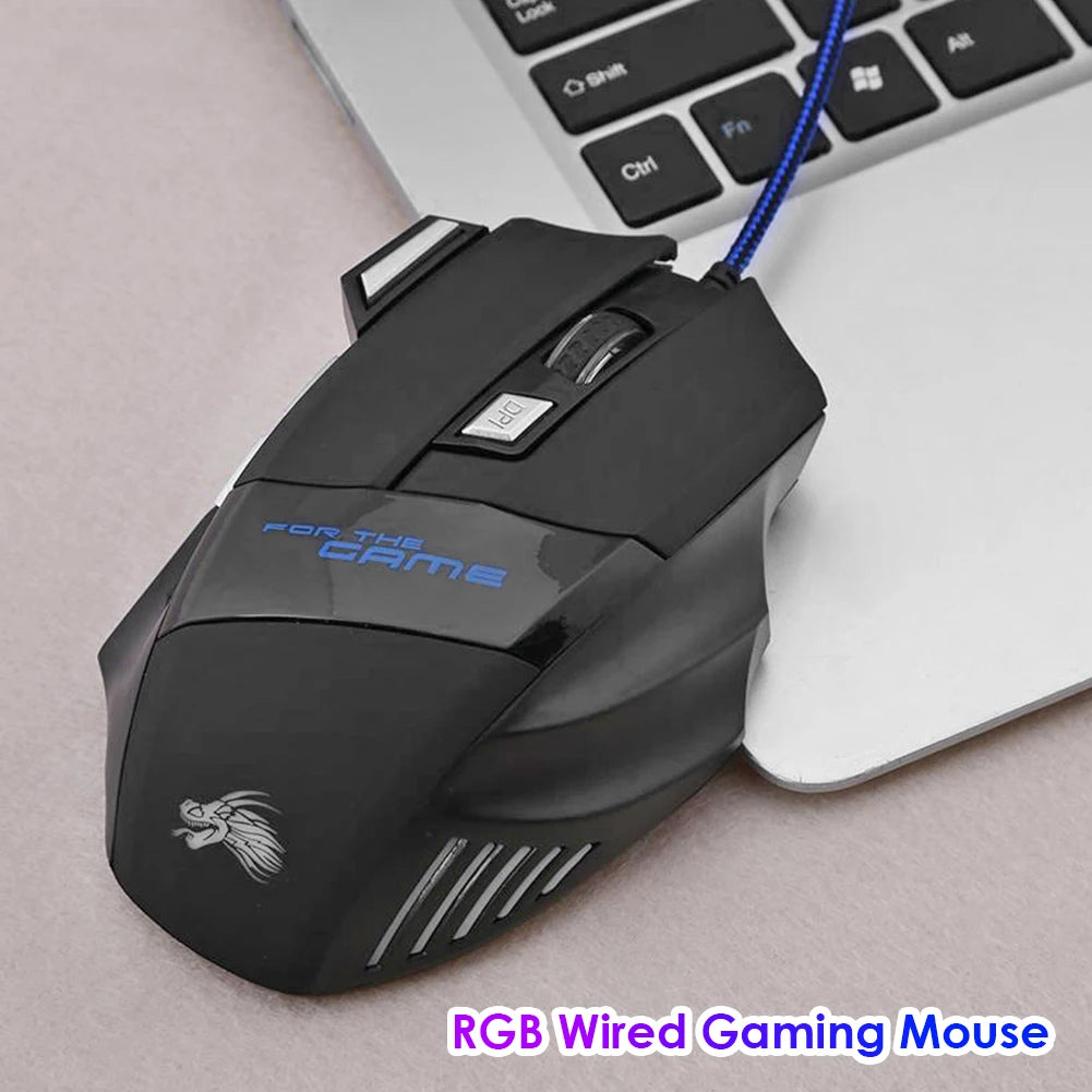 USB Wired Gaming Mouse — 7 Button, RGB Backlit, 5500 DPI