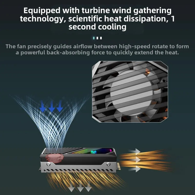 COOLMOON M2 SSD HDD Cooler Solid State Drive Heat Dissipation Vest NVME SSD2280 Brass Heat Sink M2 Heat Sink With Fan