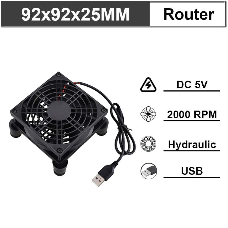 Gdstime USB Fan 120MM DIY Router Fan 92/80MM Cooling Fan PC Fan DC 5V 14CM TV Box Radiator WIFI HeatSink Stand MINI Host Bracket