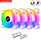 Coolmoon 12CM ARGB Fan PWM Control 5V ARGB 3Pin Chassis Heatsink Quiet Fan AURA SYNC 4Pin for PC Case Water Cooler CPU Radiator
