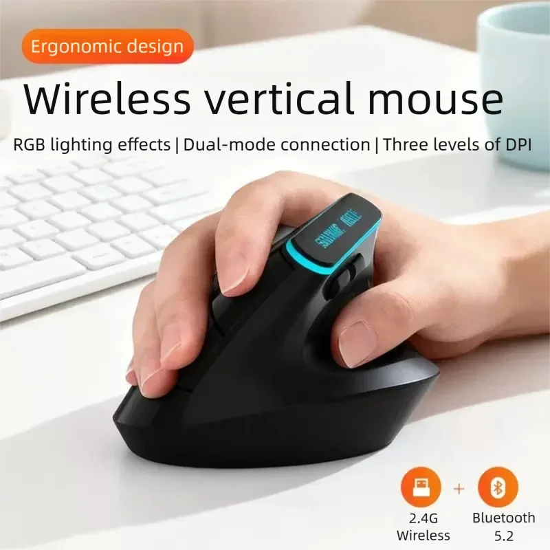 Warvank VM1 Vertical Wireless Mouse — Ergonomic, 1600 DPI, Rechargeable, Silent