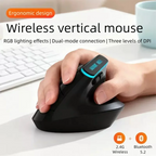 Warvank VM1 Vertical Wireless Mouse — Ergonomic, 1600 DPI, Rechargeable, Silent