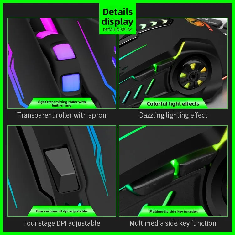 V7 Mechanical Gaming Mouse — LED Lights, Wired, Ambidextrous, Laptop & Desktop