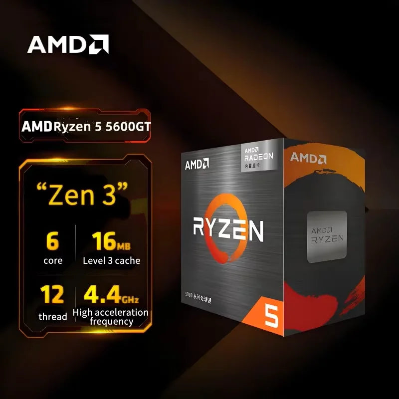 AMD Ryzen 5 5600GT — 6-Core 12-Thread AM4 CPU, 3.6GHz / 4.6GHz, 65W, DDR4