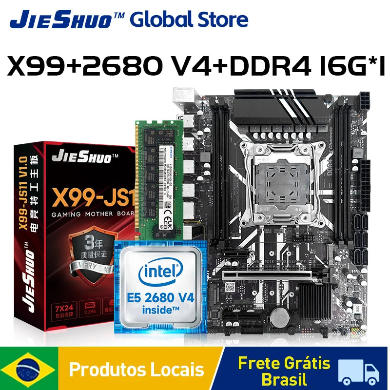 JIESHUO X99 Gaming Motherboard — LGA 2011-3, Dual-Channel DDR4, PCIe x16, M.2 NVMe