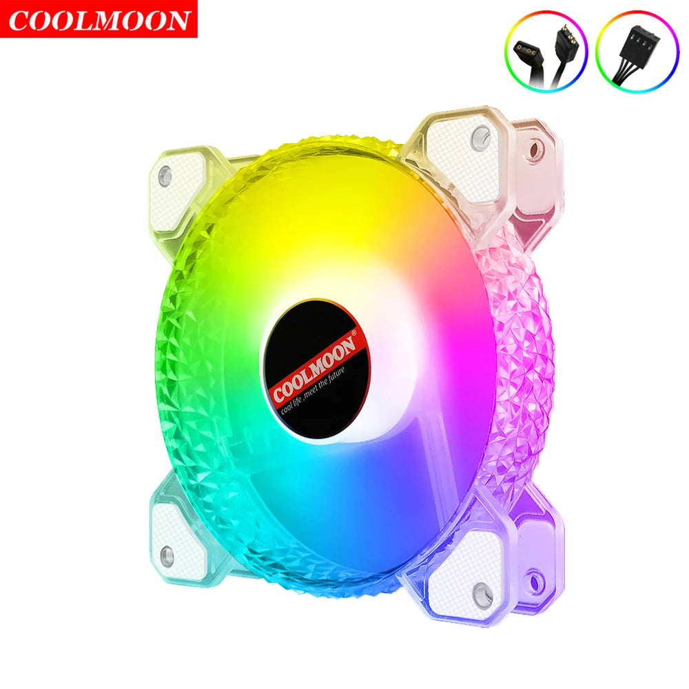 Coolmoon 12CM ARGB Fan PWM Control 5V ARGB 3Pin Chassis Heatsink Quiet Fan AURA SYNC 4Pin for PC Case Water Cooler CPU Radiator