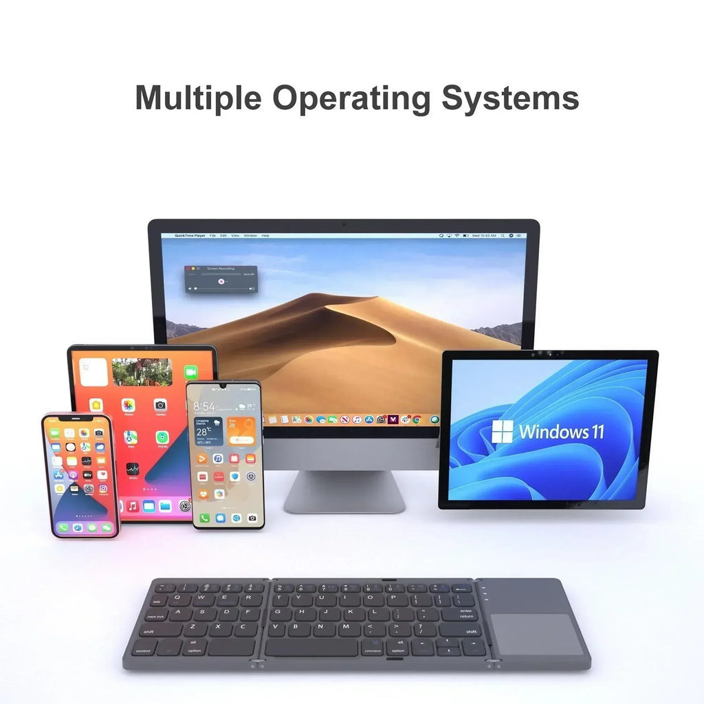Portable Bluetooth Keyboard for iPad Tablet Mobile Phone Tri-fold Touchpad Wireless External Keyboard Accessories