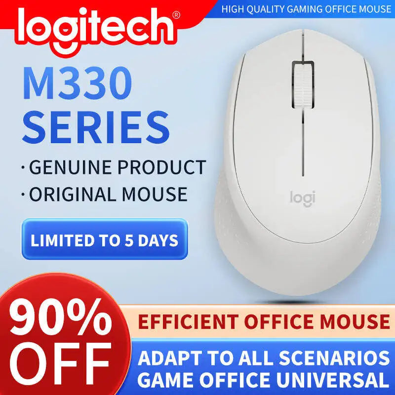 Logitech M330 Silent Wireless Office Mouse — Compact, Quiet, Comfortable