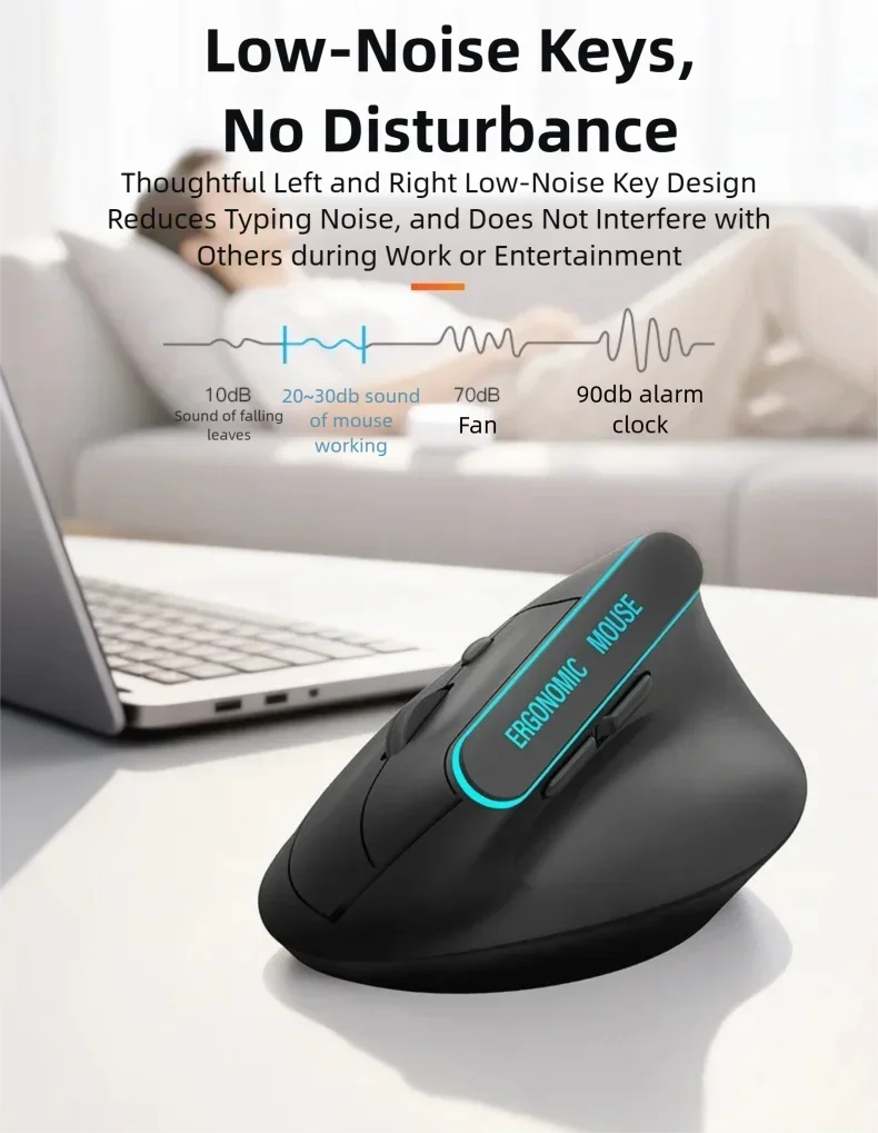 Warvank VM1 Vertical Wireless Mouse — Ergonomic, 1600 DPI, Rechargeable, Silent