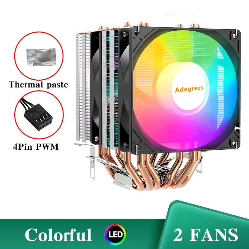 6 Heat Pipes CPU Cooler 4Pin PWM PC Procesor Heat Sinks for Intel LGA 1700 1200 1150 1151 1155 2011 X79 X99 AM3 AM4 Cooling Fan