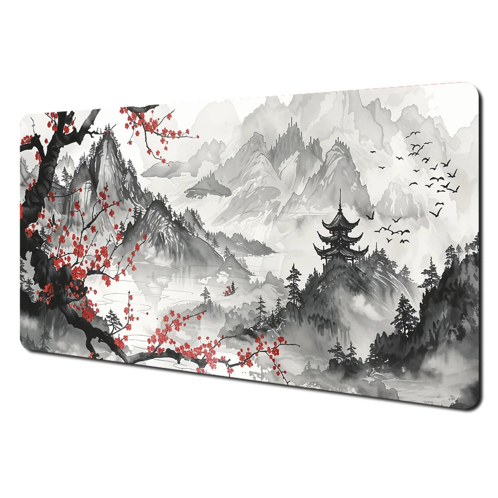 Red and black art landscapes large Mouse Pad anti-slip Durable Desk Mat offices accessories keyboard mouse mat tapis de bureau
