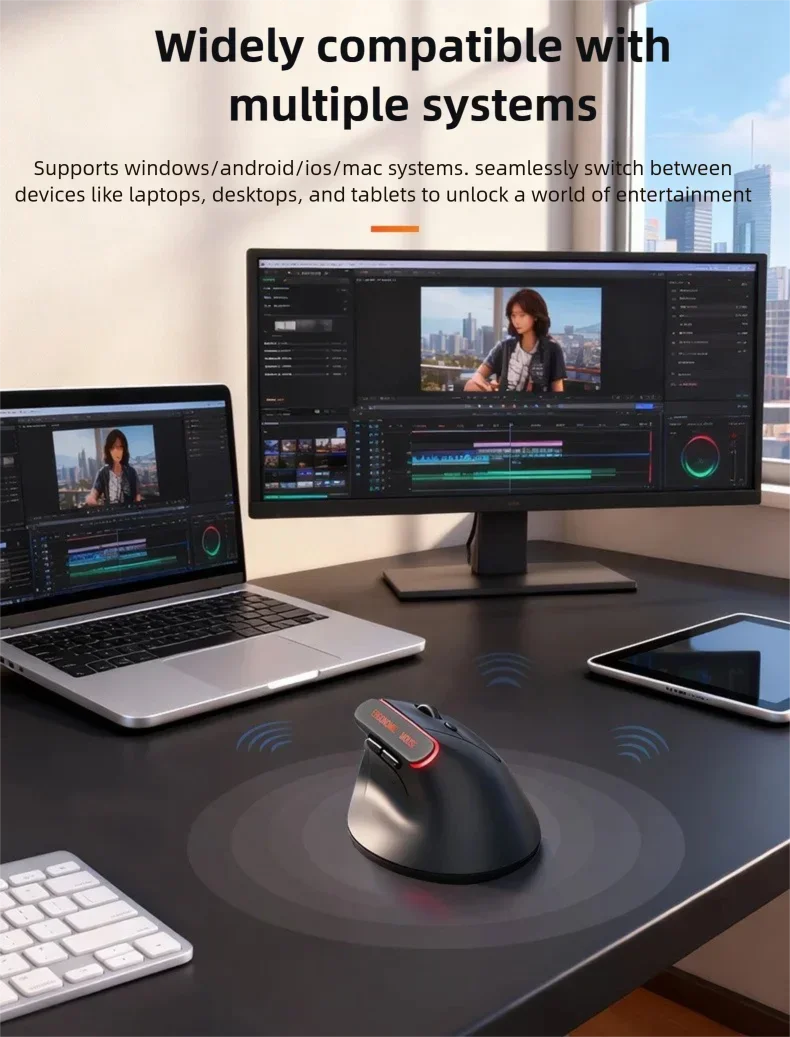 Warvank VM1 Vertical Wireless Mouse — Ergonomic, 1600 DPI, Rechargeable, Silent
