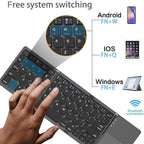 Portable Bluetooth Keyboard for iPad Tablet Mobile Phone Tri-fold Touchpad Wireless External Keyboard Accessories