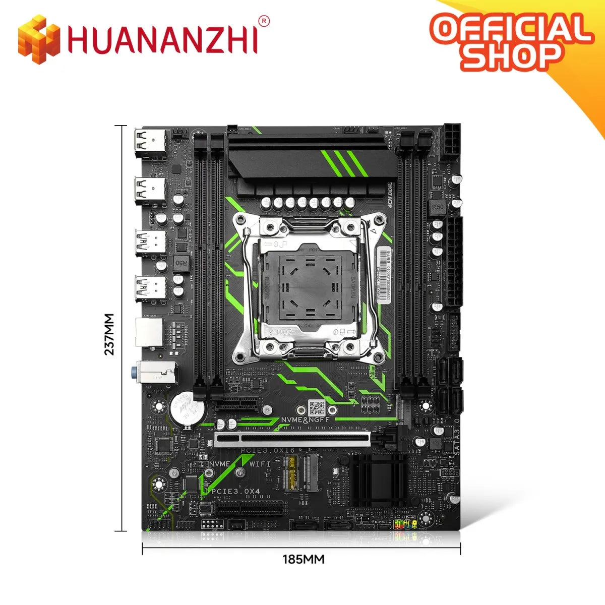 HUANANZHI X99-MD3 Motherboard — LGA 2011-3, DDR3 128GB, Dual M.2 NVMe, USB 3.0, ATX