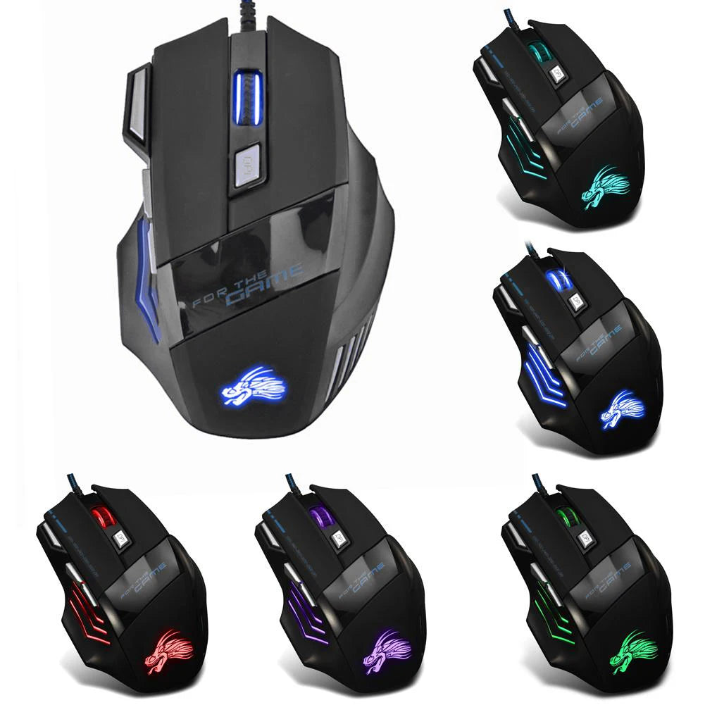 USB Wired Gaming Mouse — 7 Button, RGB Backlit, 5500 DPI