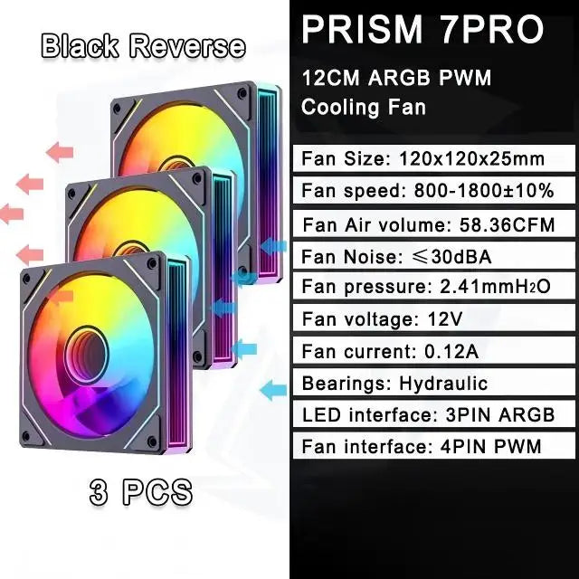 LDPCSJ Prism 7 PRO ARGB PC Case Fan 120mm Infinity Mirror Design Motherboard Lighting Sync 4PIN PWM CPU Cooler Fan ventilador