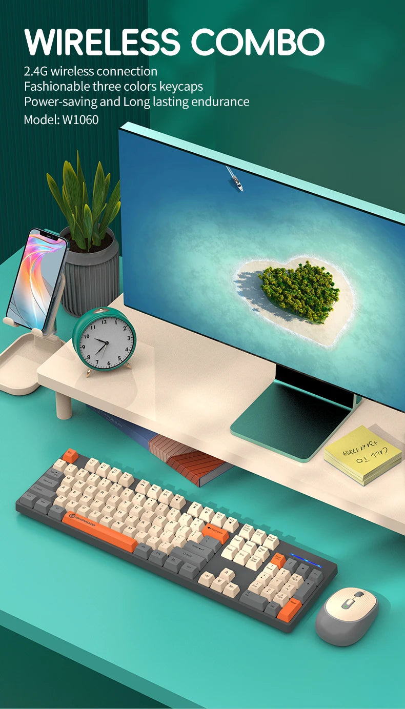 Shipadoo Wireless Keyboard and Mouse Combo Set Gaming Wireless Laptop Desktop Computer Office Accessories Free Wireless Mouse