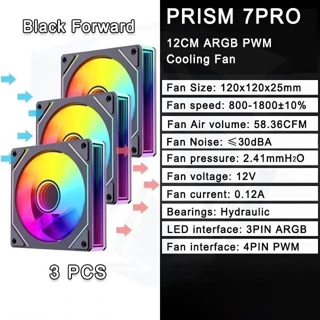 LDPCSJ Prism 7 PRO ARGB PC Case Fan 120mm Infinity Mirror Design Motherboard Lighting Sync 4PIN PWM CPU Cooler Fan ventilador