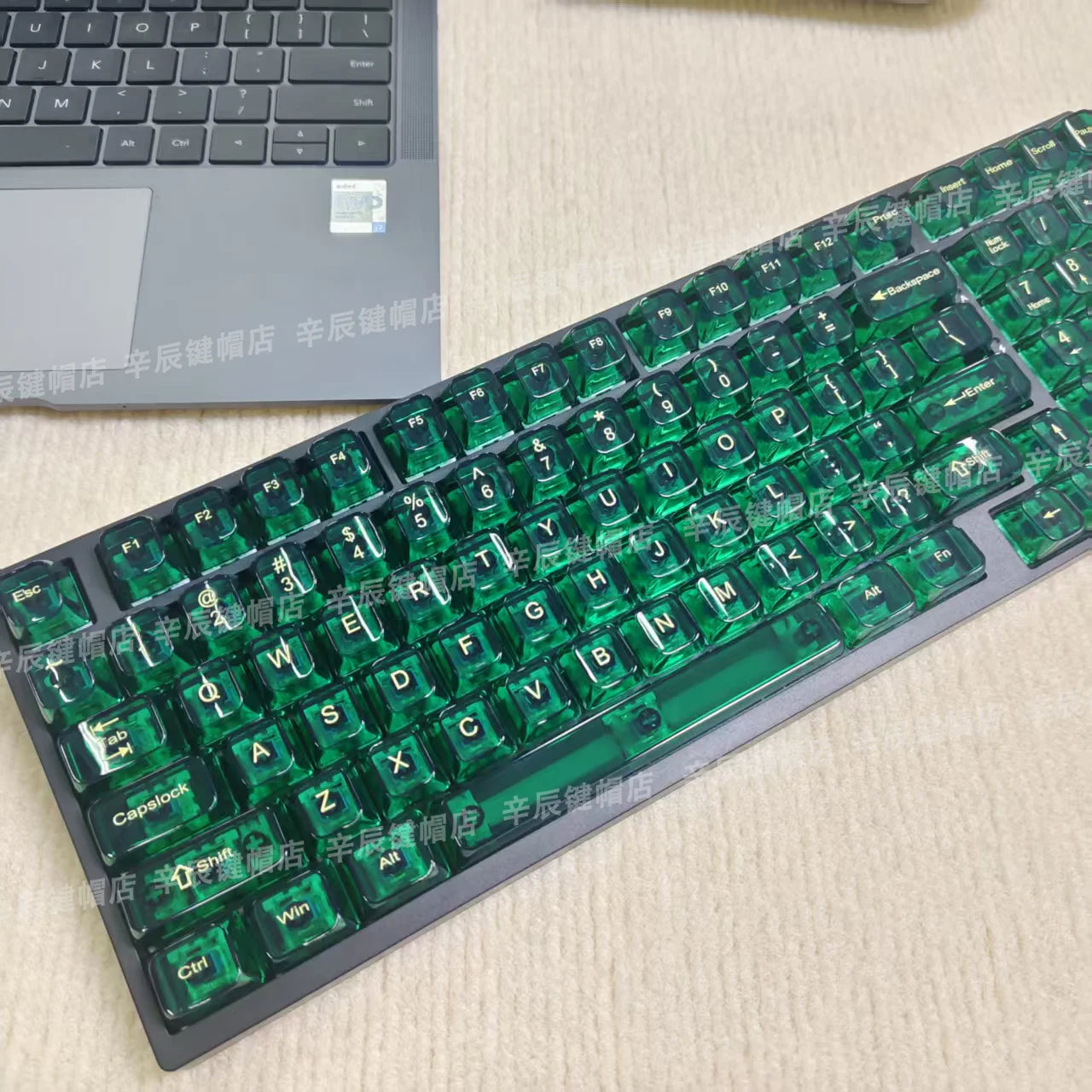 New 115 Key Translucent Keycaps PC PBT Keycaps Green Keycap MDA Profile for MX Switch Keycap for Mechanical Keyboard Game Keys