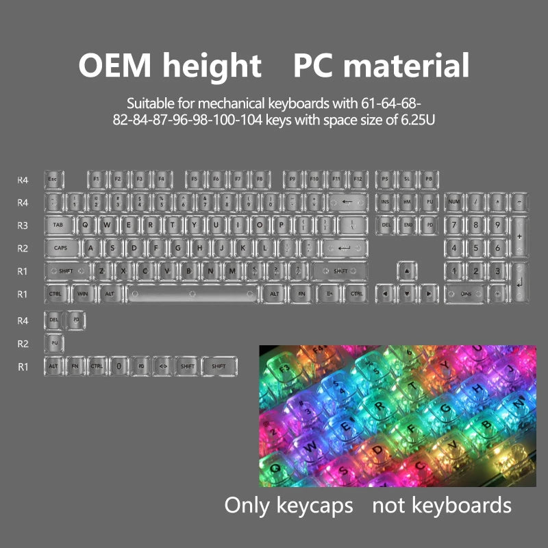 New 115 Key Translucent Keycaps PC PBT Keycaps Green Keycap MDA Profile for MX Switch Keycap for Mechanical Keyboard Game Keys