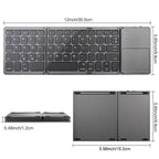 Portable Bluetooth Keyboard for iPad Tablet Mobile Phone Tri-fold Touchpad Wireless External Keyboard Accessories