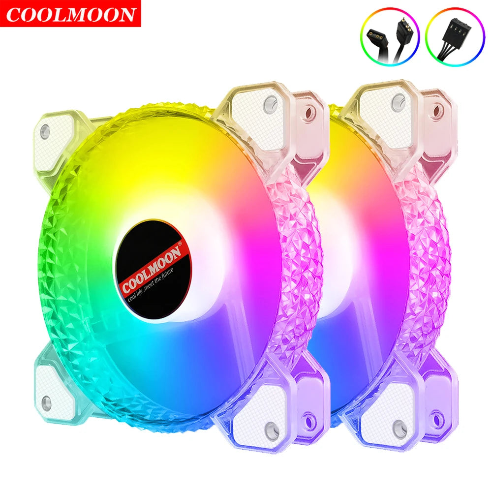 Coolmoon 12CM ARGB Fan PWM Control 5V ARGB 3Pin Chassis Heatsink Quiet Fan AURA SYNC 4Pin for PC Case Water Cooler CPU Radiator