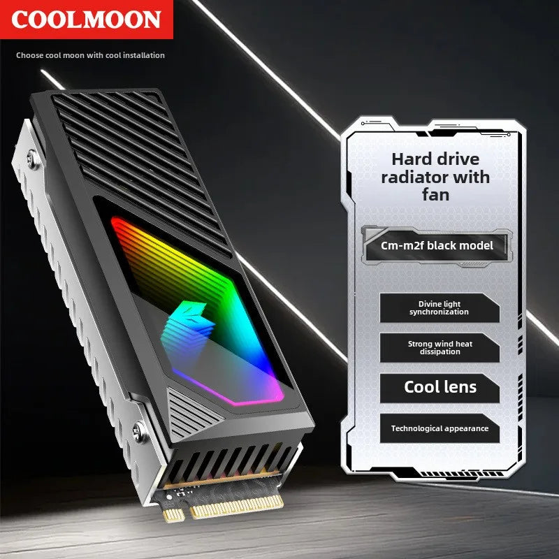 COOLMOON M2 SSD HDD Cooler Solid State Drive Heat Dissipation Vest NVME SSD2280 Brass Heat Sink M2 Heat Sink With Fan