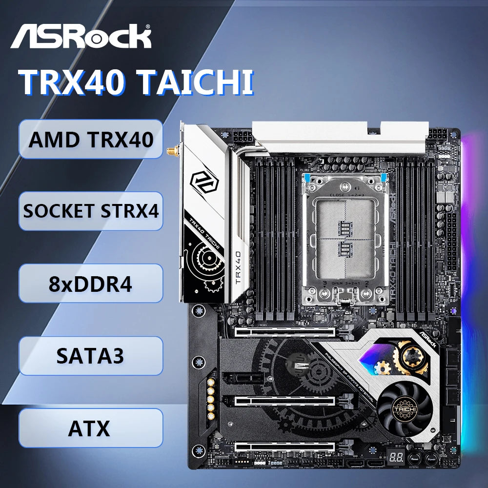 ASRock TRX40 Taichi Motherboard ATX AMD TRX40 Socket sTRX4 DDR4 SATA3 M.2 SPDIF WIFI for 3rd Gen AMD Ryzen Processors