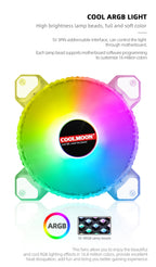 Coolmoon 12CM ARGB Fan PWM Control 5V ARGB 3Pin Chassis Heatsink Quiet Fan AURA SYNC 4Pin for PC Case Water Cooler CPU Radiator