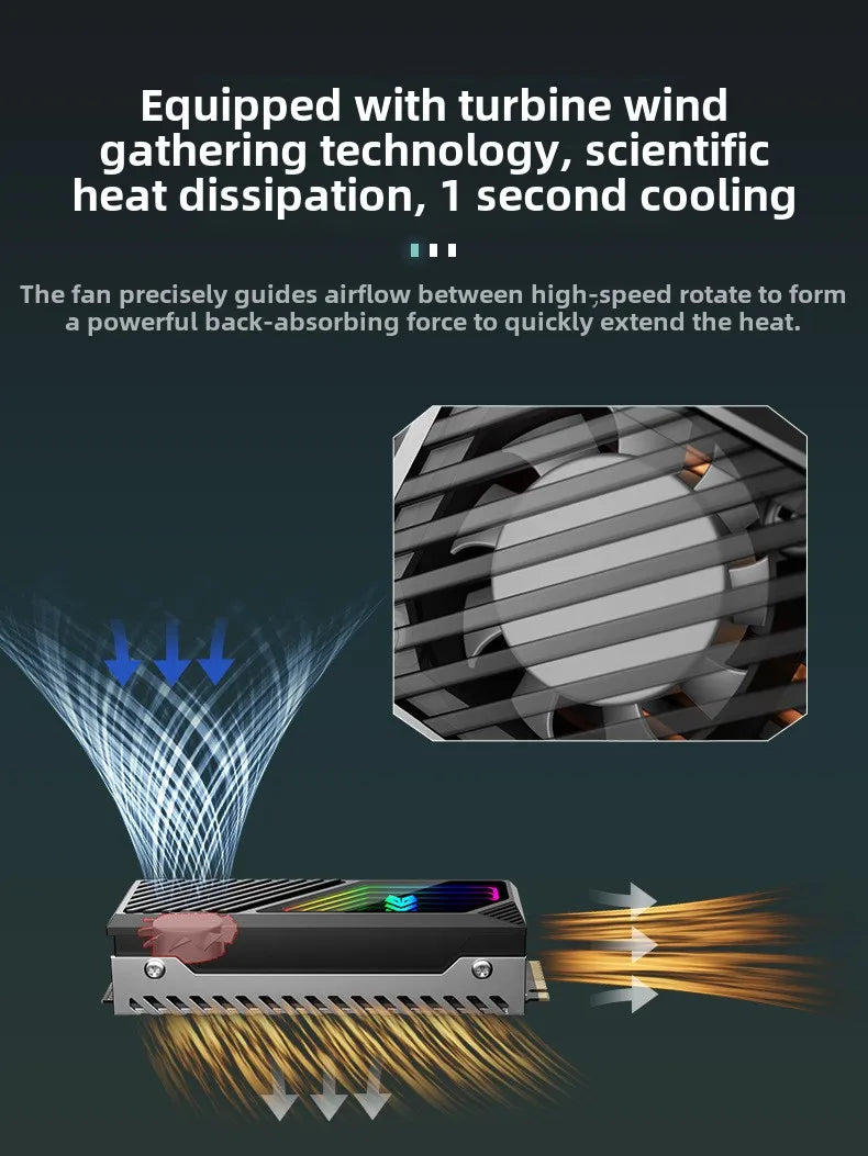 COOLMOON M2 SSD HDD Cooler Solid State Drive Heat Dissipation Vest NVME SSD2280 Brass Heat Sink M2 Heat Sink With Fan