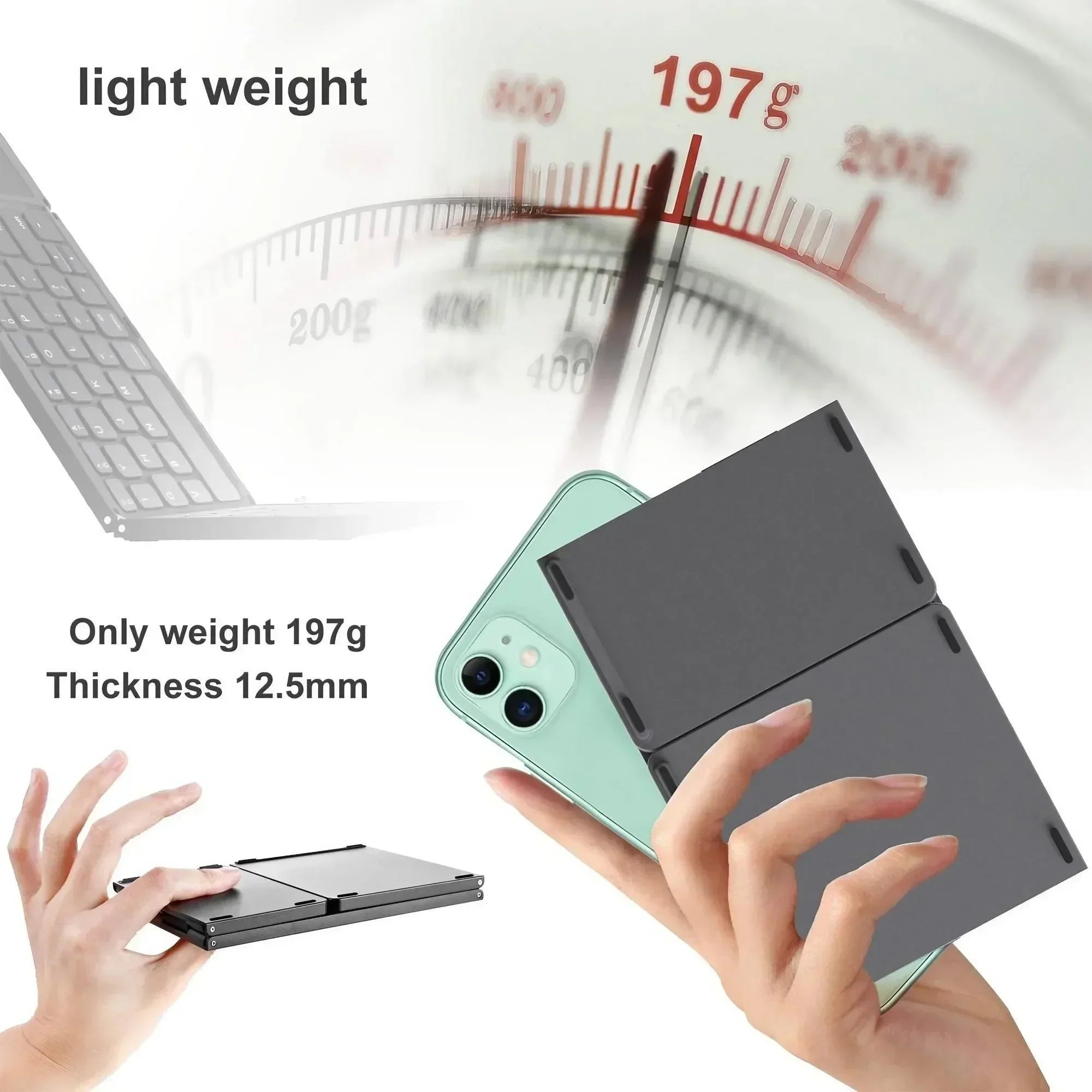 Portable Bluetooth Keyboard for iPad Tablet Mobile Phone Tri-fold Touchpad Wireless External Keyboard Accessories