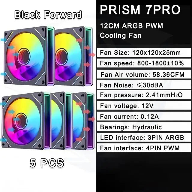 LDPCSJ Prism 7 PRO ARGB PC Case Fan 120mm Infinity Mirror Design Motherboard Lighting Sync 4PIN PWM CPU Cooler Fan ventilador