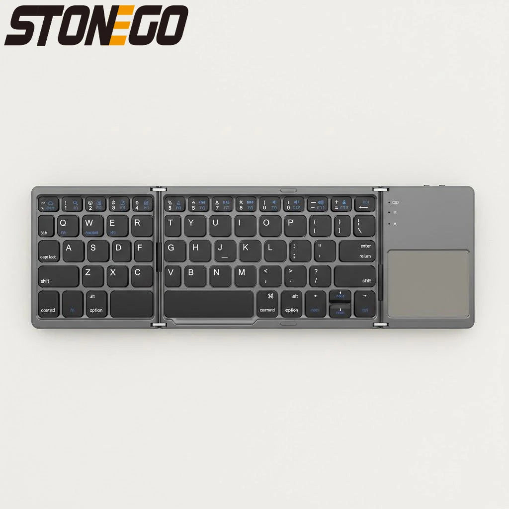 Portable Bluetooth Keyboard for iPad Tablet Mobile Phone Tri-fold Touchpad Wireless External Keyboard Accessories