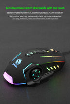 V7 Mechanical Gaming Mouse — LED Lights, Wired, Ambidextrous, Laptop & Desktop